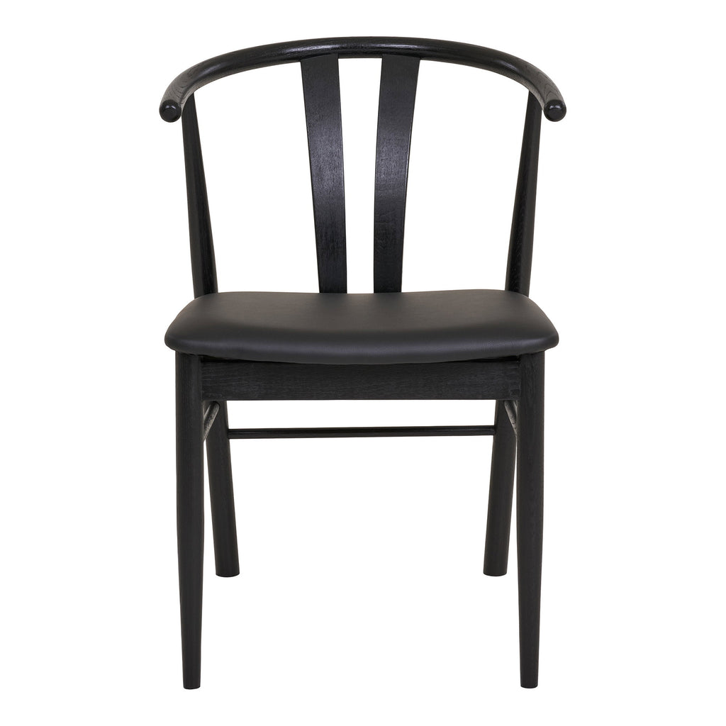 Scaun de dining, stejar/piele sintetică PU, negru, HN1219