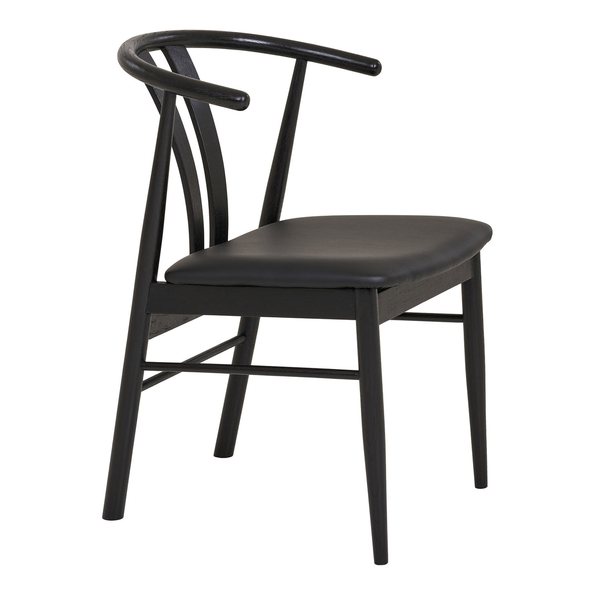Scaun de dining, stejar/piele sintetică PU, negru, HN1219