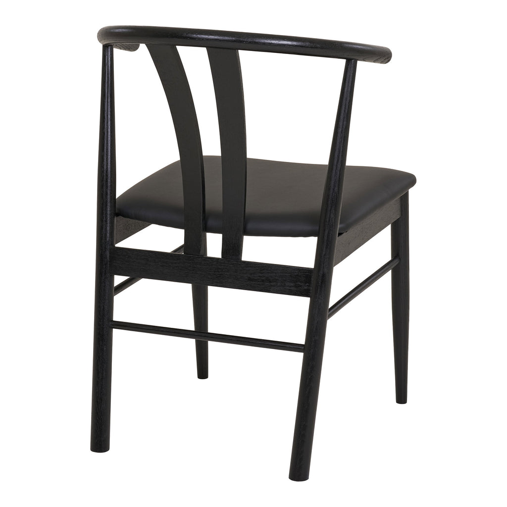 Scaun de dining, stejar/piele sintetică PU, negru, HN1219