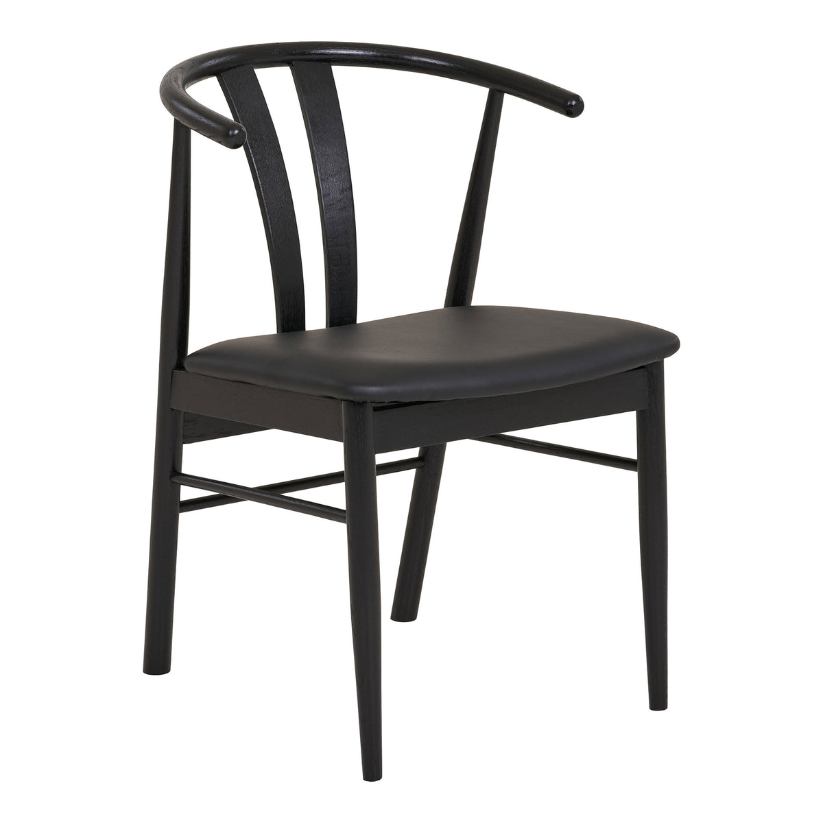 Scaun de dining, stejar/piele sintetică PU, negru, HN1219
