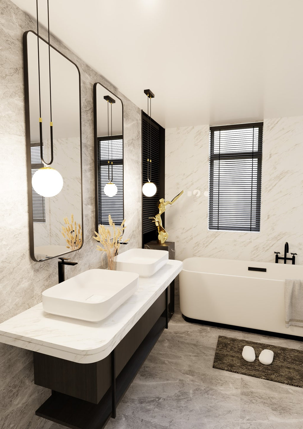 Lampa suspendata alba cu accente aurii Glam