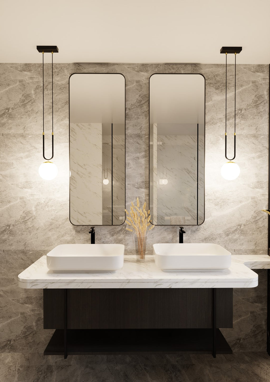 Lampa suspendata alba cu accente aurii Glam