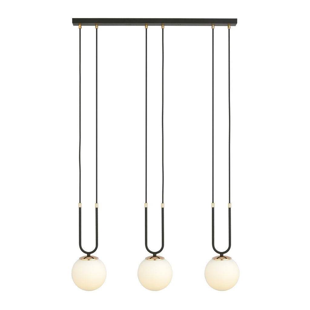 Lampa suspendata opal alba cu accente aurii 3 lumini Glam