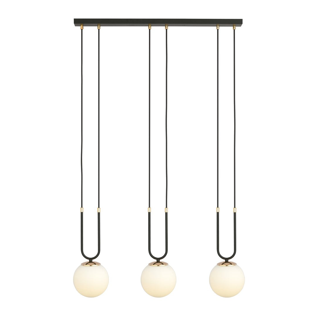 Lampa suspendata opal alba cu accente aurii 3 lumini Glam