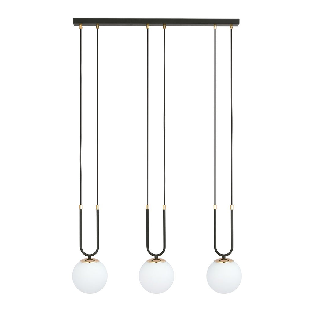 Lampa suspendata opal alba cu accente aurii 3 lumini Glam