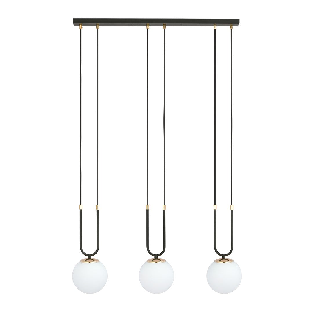 Lampa suspendata opal alba cu accente aurii 3 lumini Glam