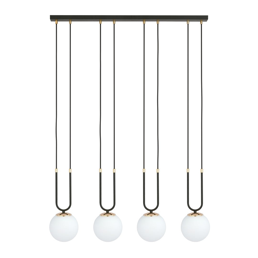 Lampa suspendata alba cu accente aurii 4 lumini Glam