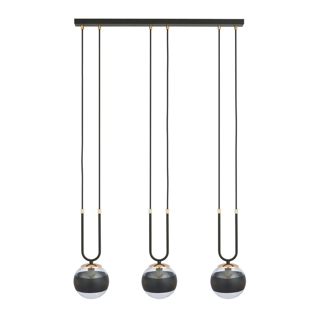 Lampa suspendata neagra cu accente aurii 3 lumini Glam