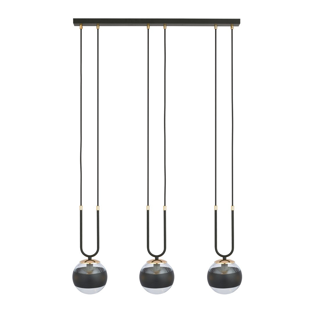 Lampa suspendata neagra cu accente aurii 3 lumini Glam
