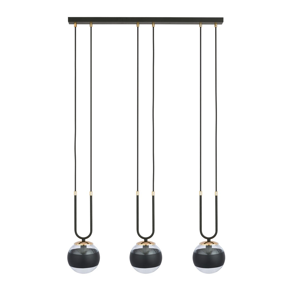 Lampa suspendata neagra cu accente aurii 3 lumini Glam