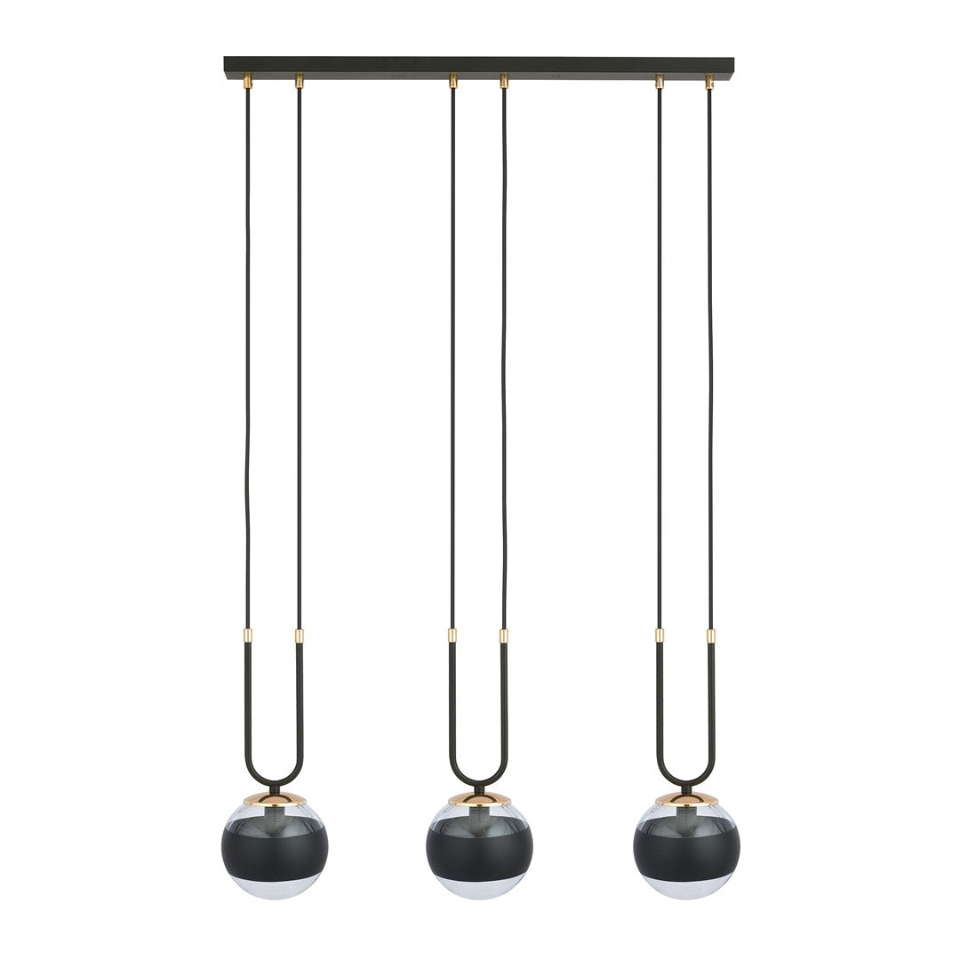 Lampa suspendata neagra cu accente aurii 3 lumini Glam