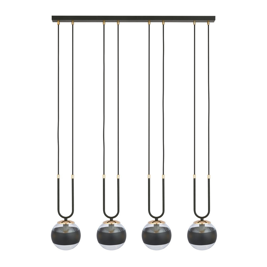 Lampa suspendata neagra cu accente aurii 4 lumini Glam