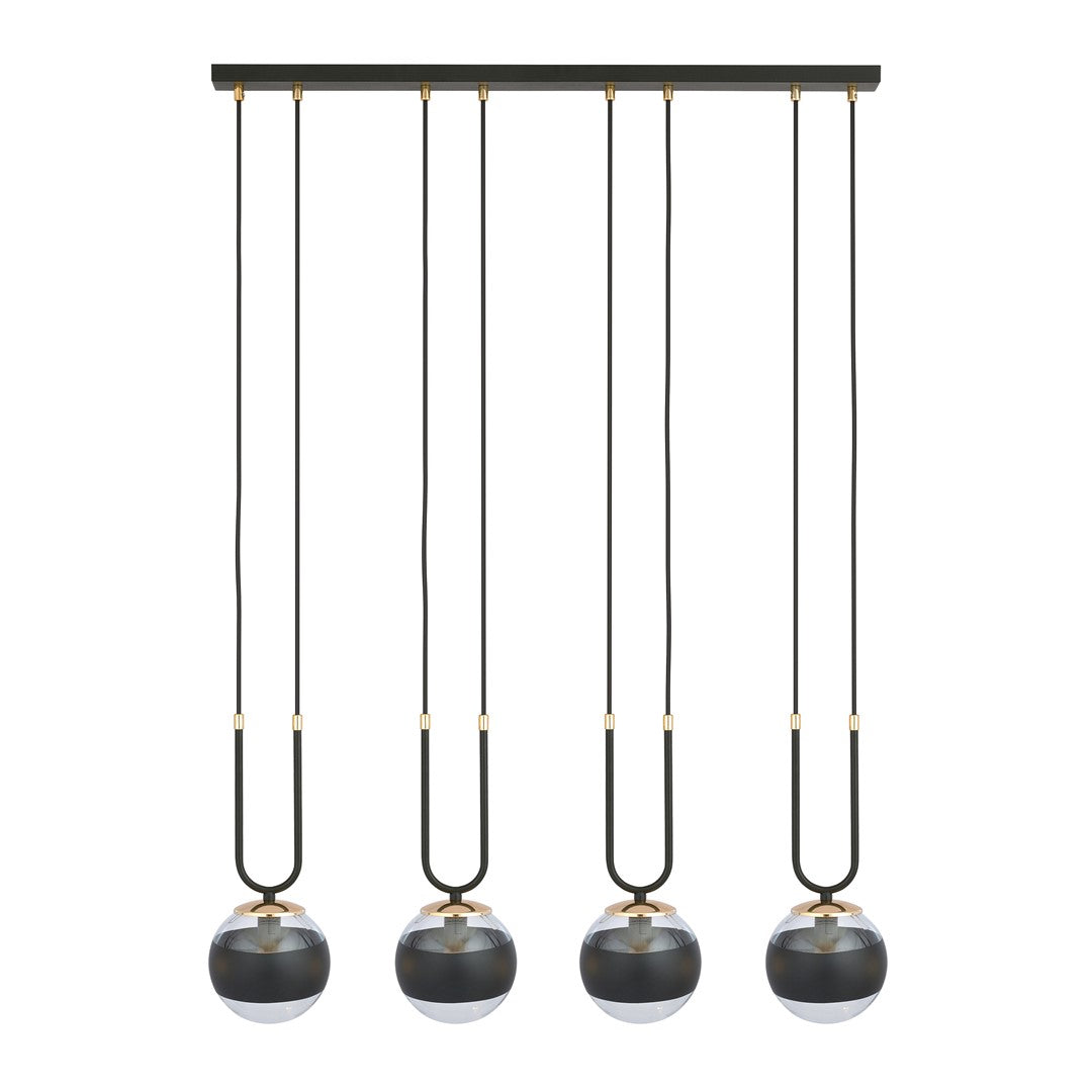 Lampa suspendata neagra cu accente aurii 4 lumini Glam