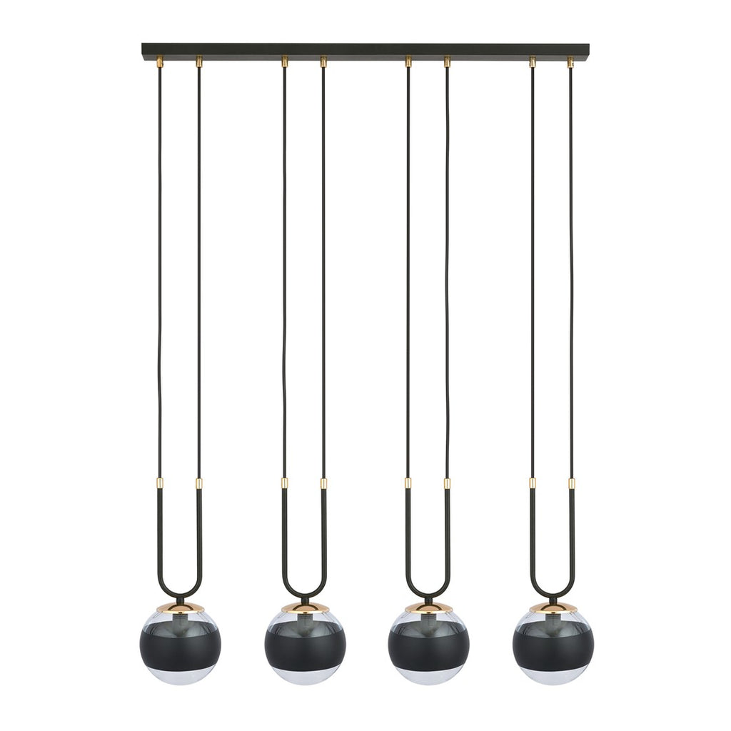Lampa suspendata neagra cu accente aurii 4 lumini Glam