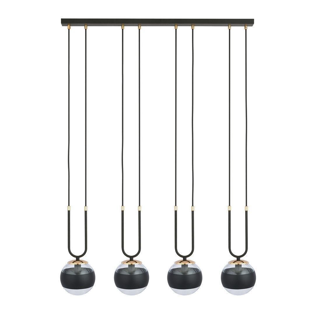 Lampa suspendata neagra cu accente aurii 4 lumini Glam