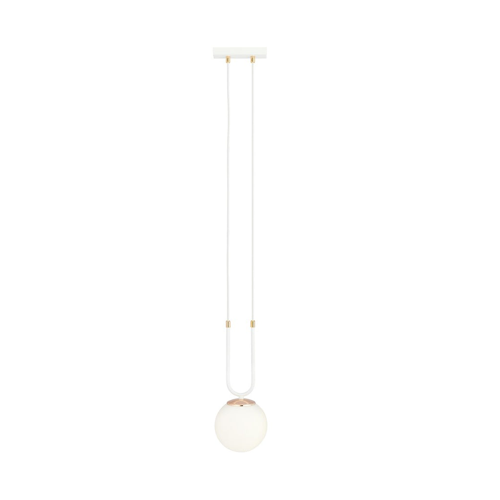 Lampa suspendata opal alba cu accente aurii Glam