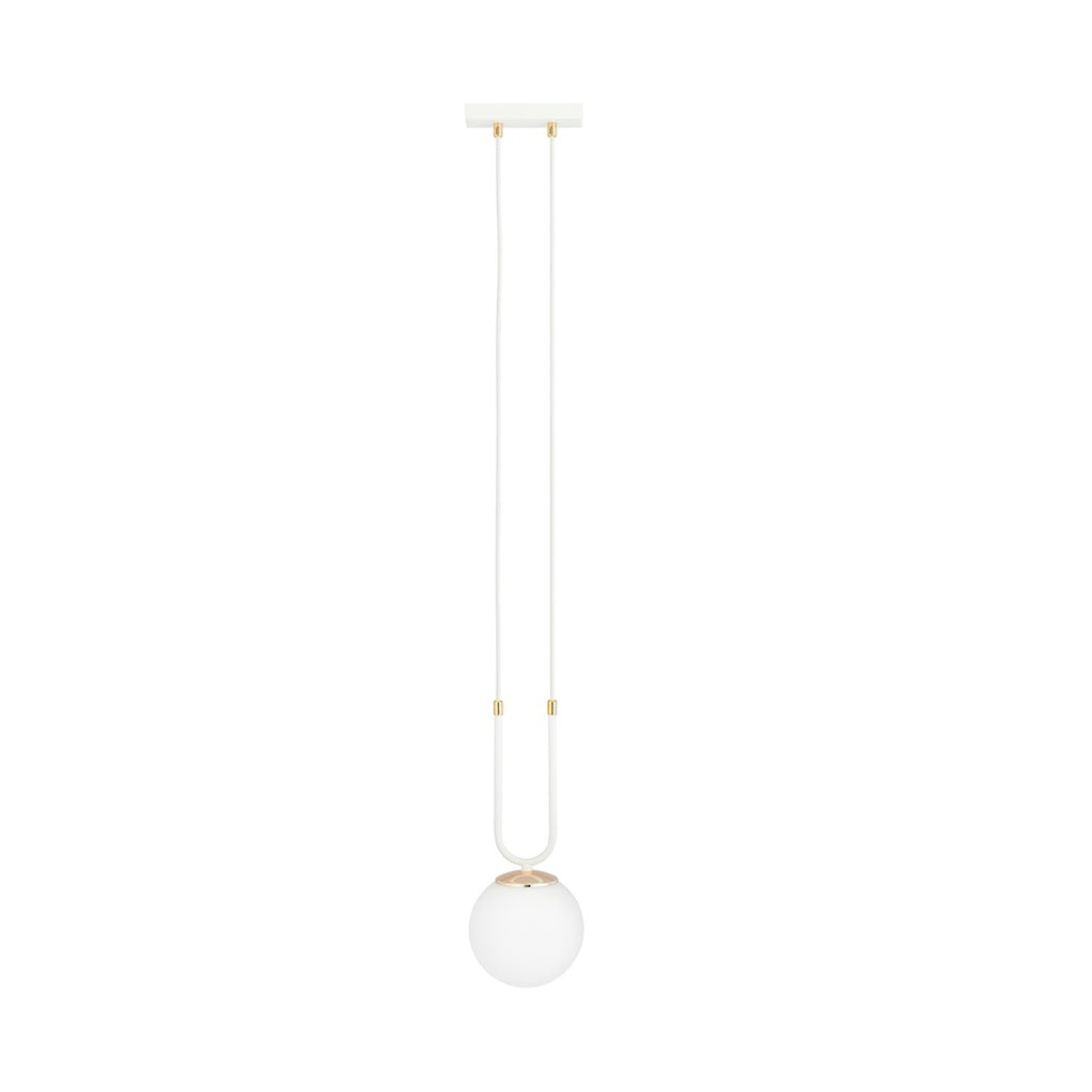 Lampa suspendata opal alba cu accente aurii Glam