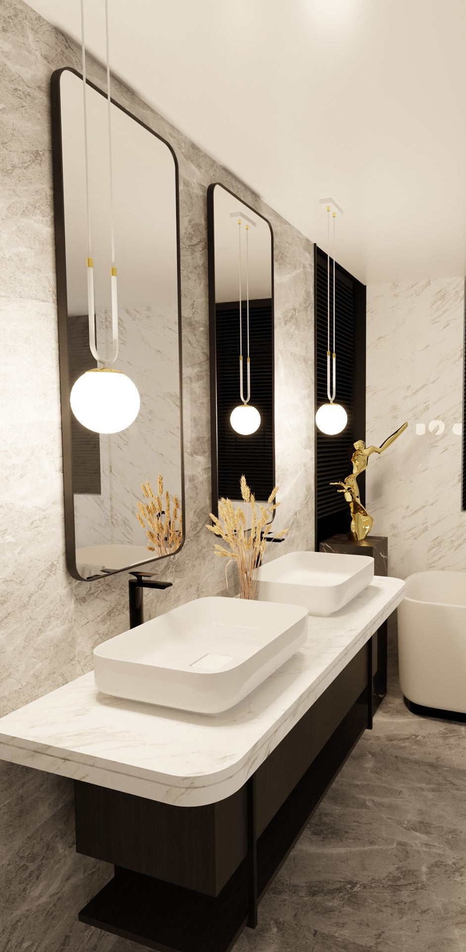 Lampa suspendata opal alba cu accente aurii Glam