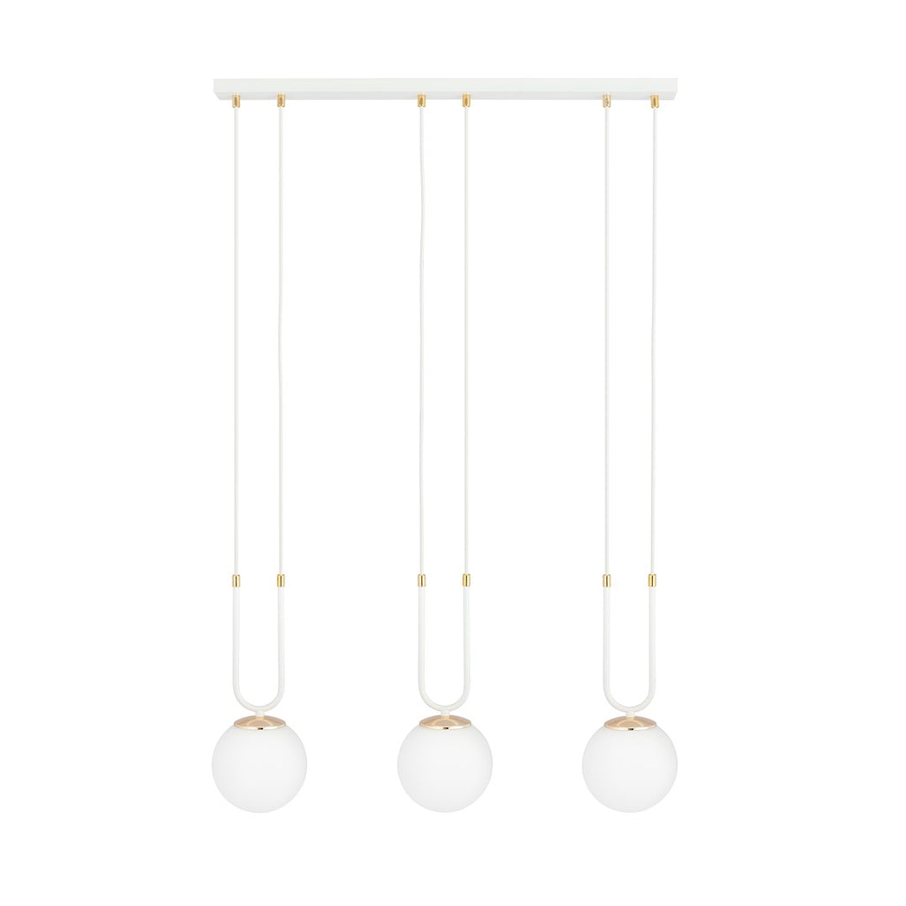 Lampa suspendata opal alba cu accente aurii 3 lumini Glam