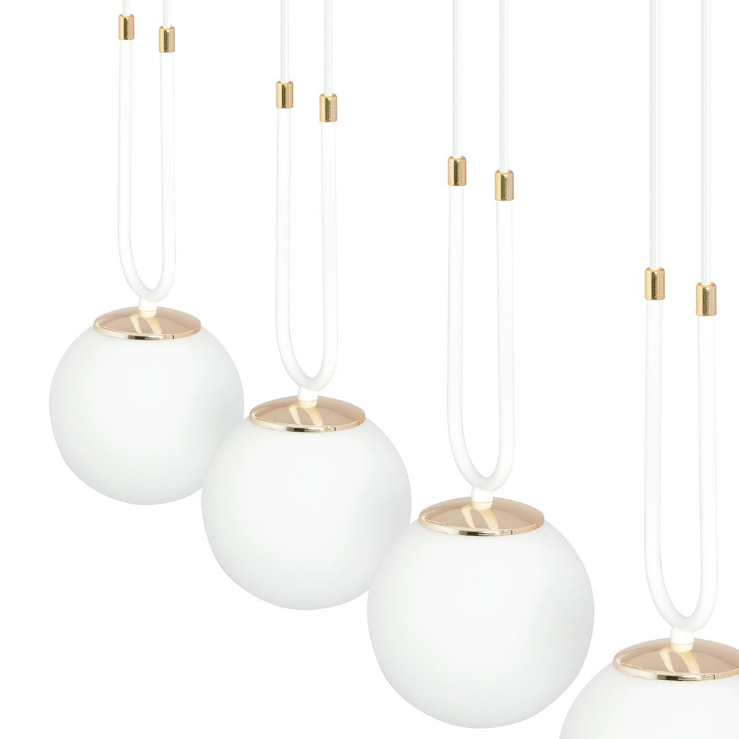Lampa suspendata opal alba cu accente aurii 3 lumini Glam