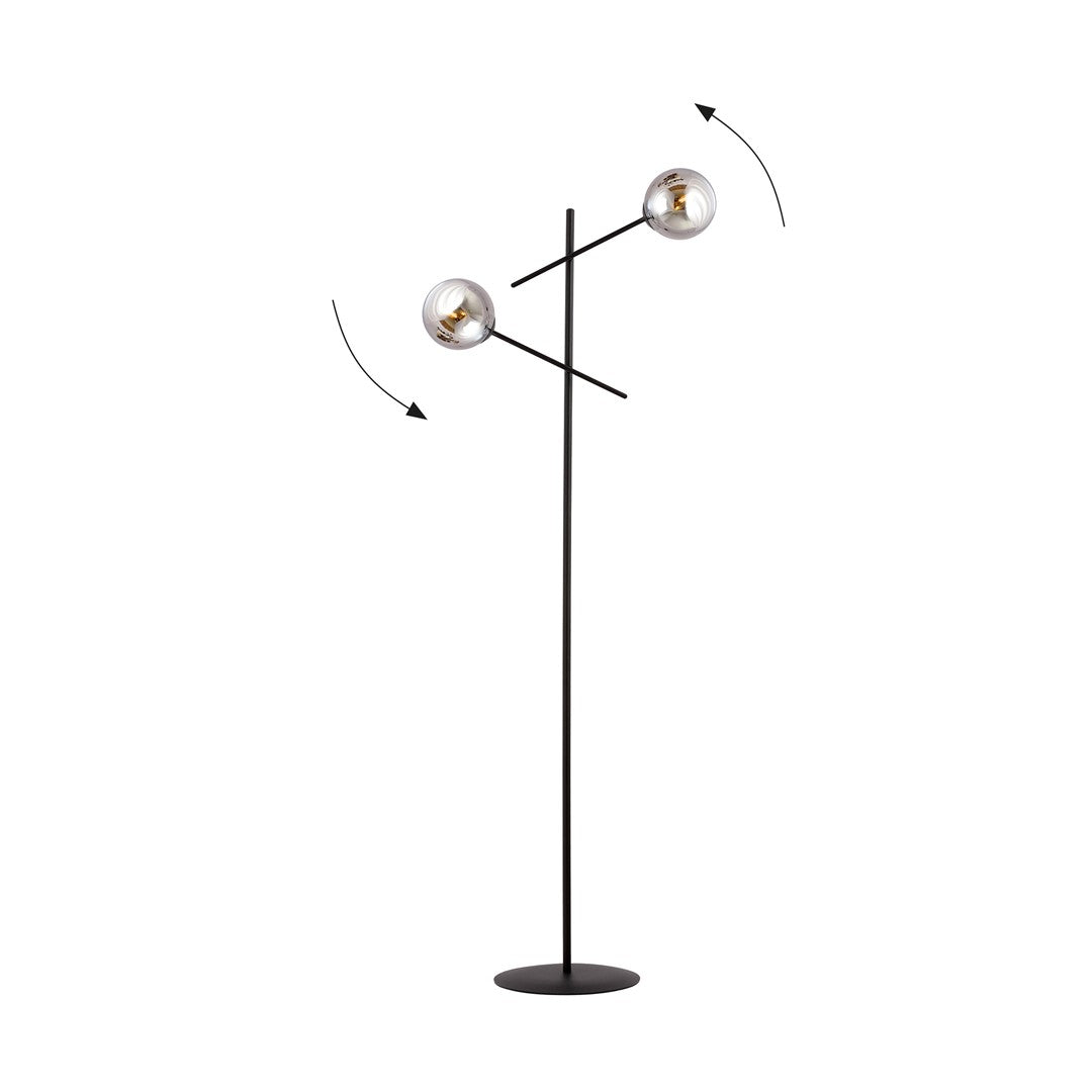 Lampadar negru graphite 2 lumini Linear