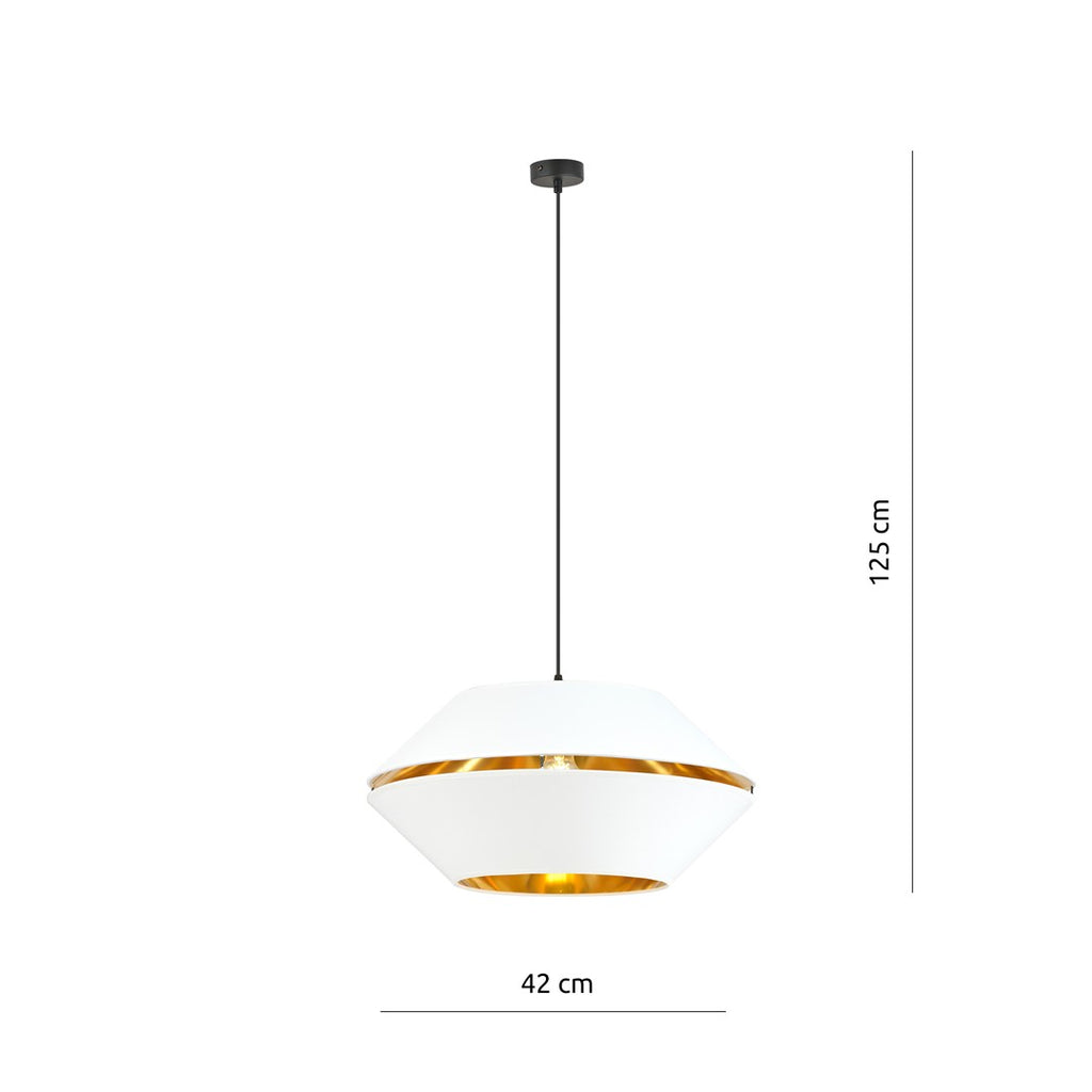 Lampa suspendata alba cu accente aurii Piano