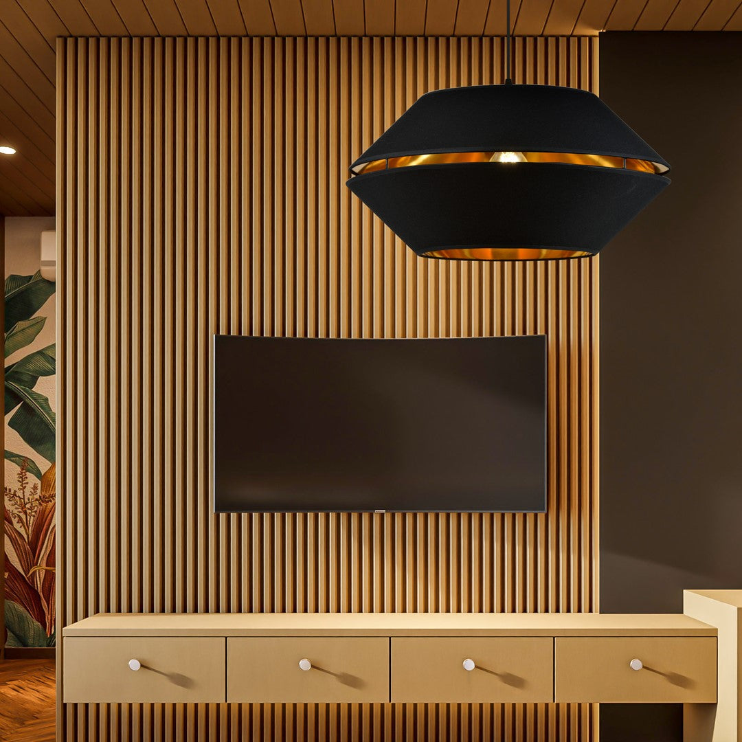 Lampa suspendata neagra cu accente aurii Piano
