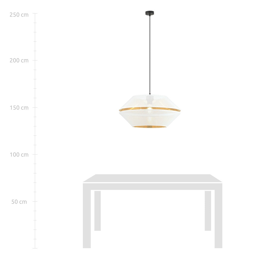 Lampa suspendata alba cu accente aurii Malia