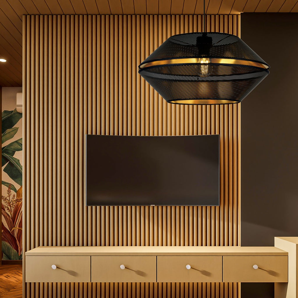 Lampa suspendata neagra cu accente aurii Malia