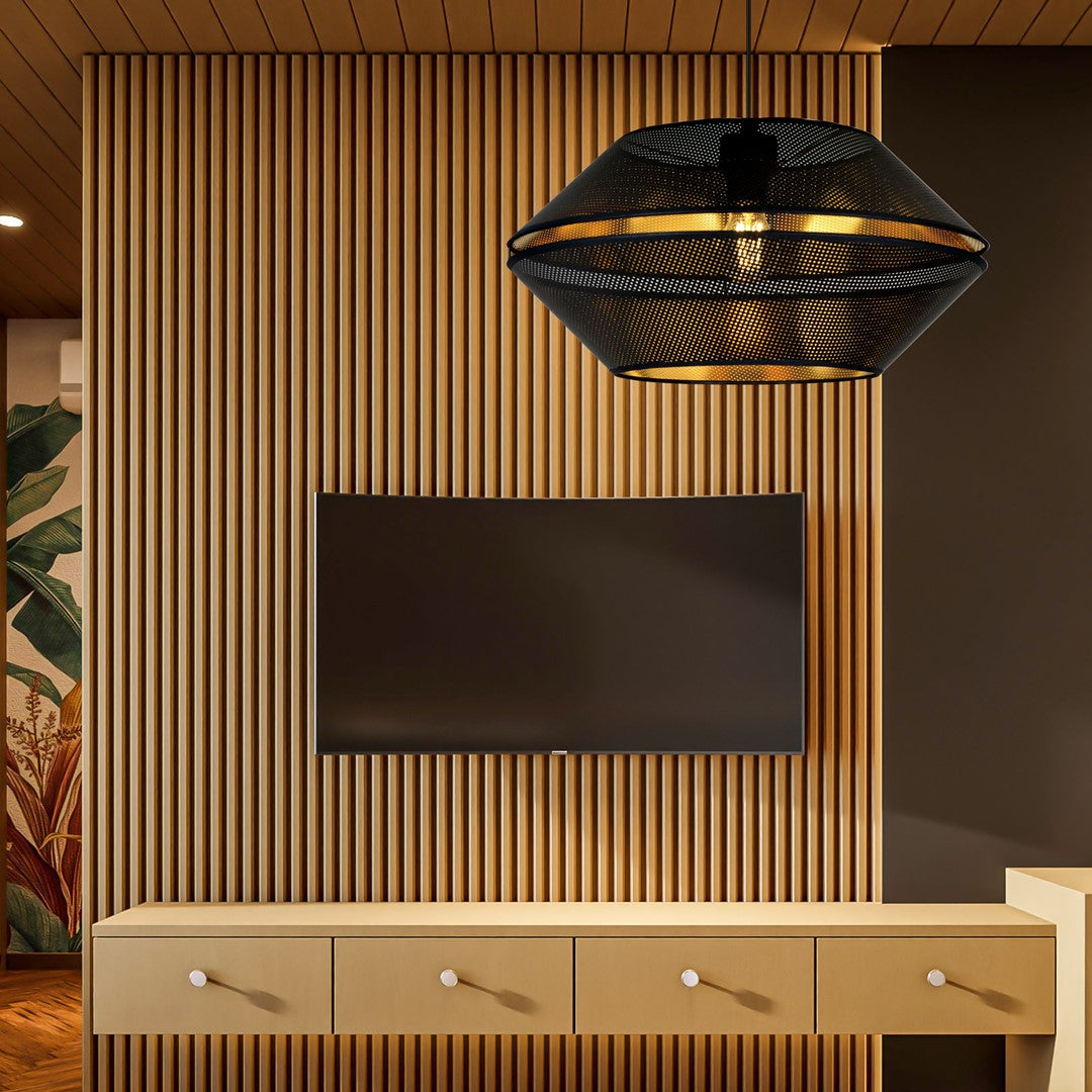 Lampa suspendata neagra cu accente aurii Malia