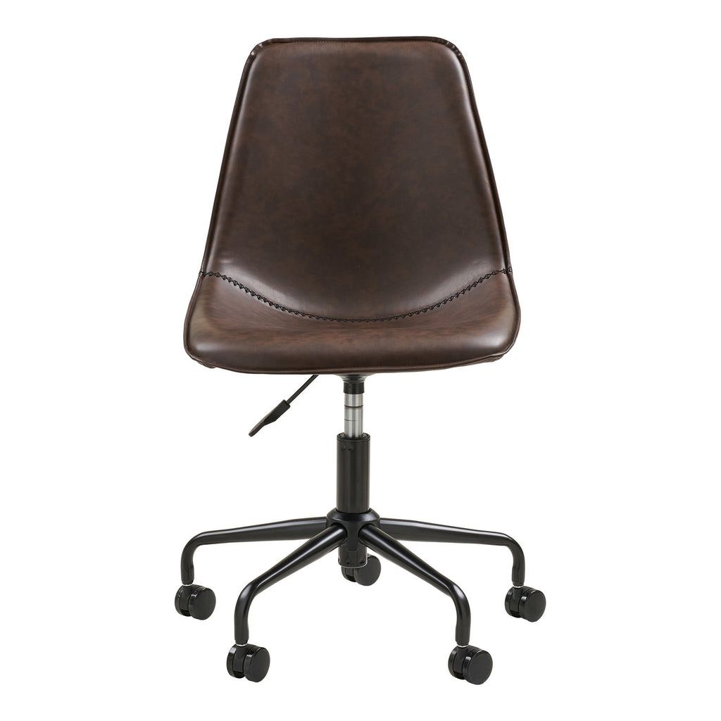 Scaun de birou rotativ, piele sintetică PU, maro închis, picioare negre, HN1227