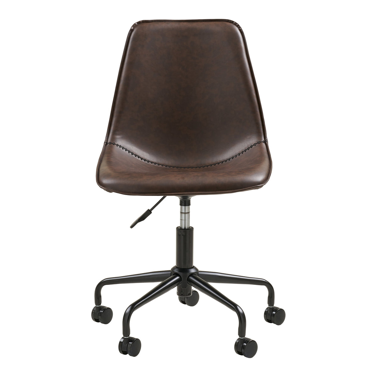 Scaun de birou rotativ, piele sintetică PU, maro închis, picioare negre, HN1227