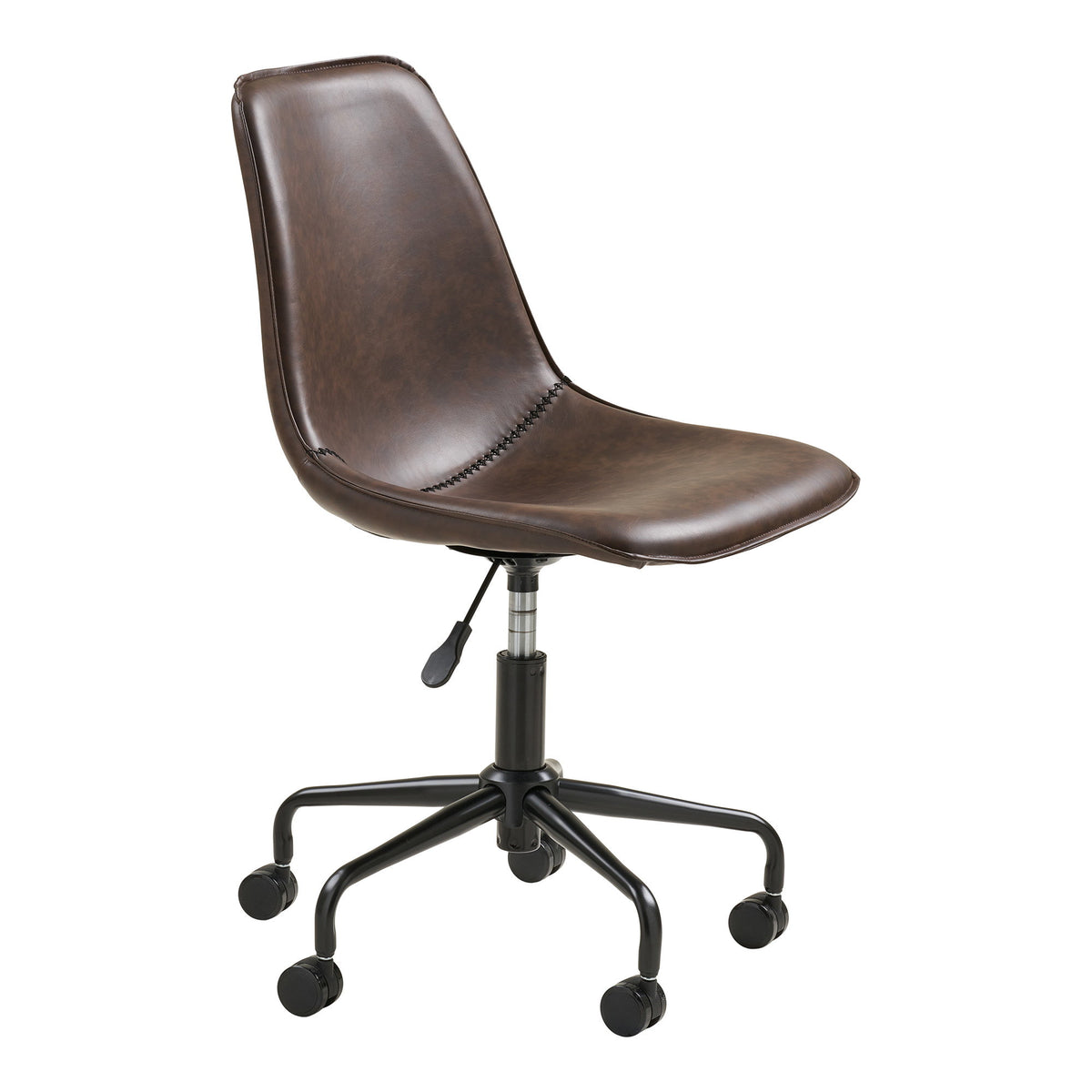 Scaun de birou rotativ, piele sintetică PU, maro închis, picioare negre, HN1227