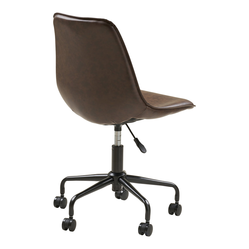 Scaun de birou rotativ, piele sintetică PU, maro închis, picioare negre, HN1227