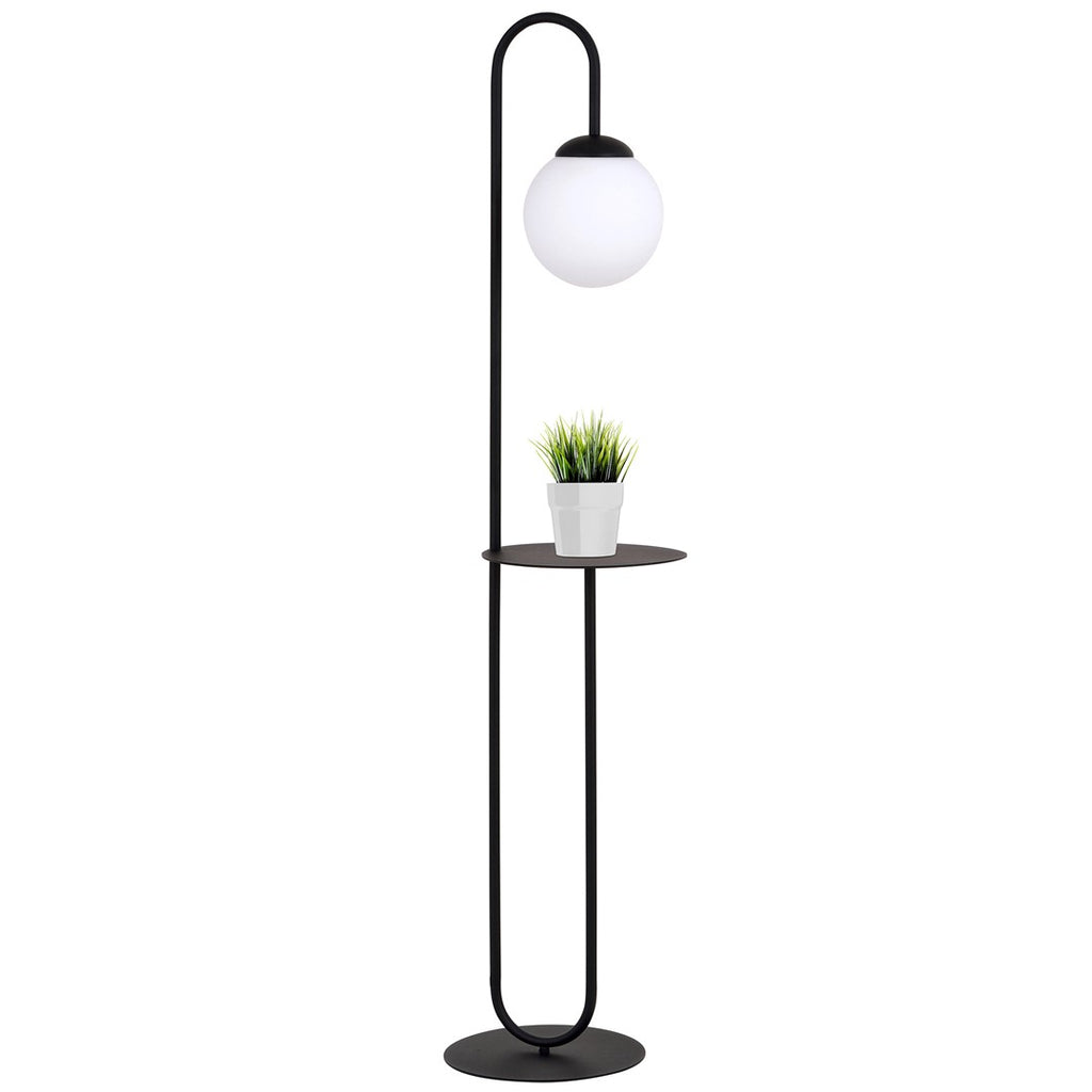 Lampadar negru opal cu masuta suport Bari