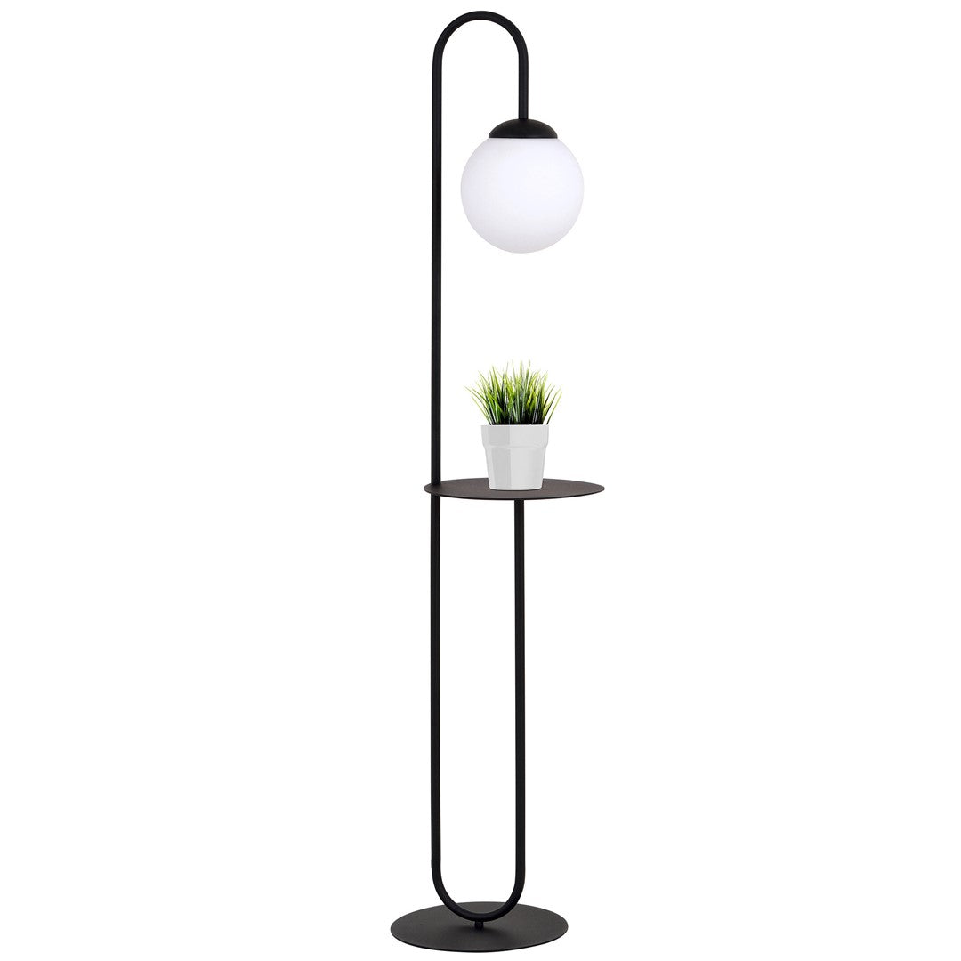 Lampadar negru opal cu masuta suport Bari