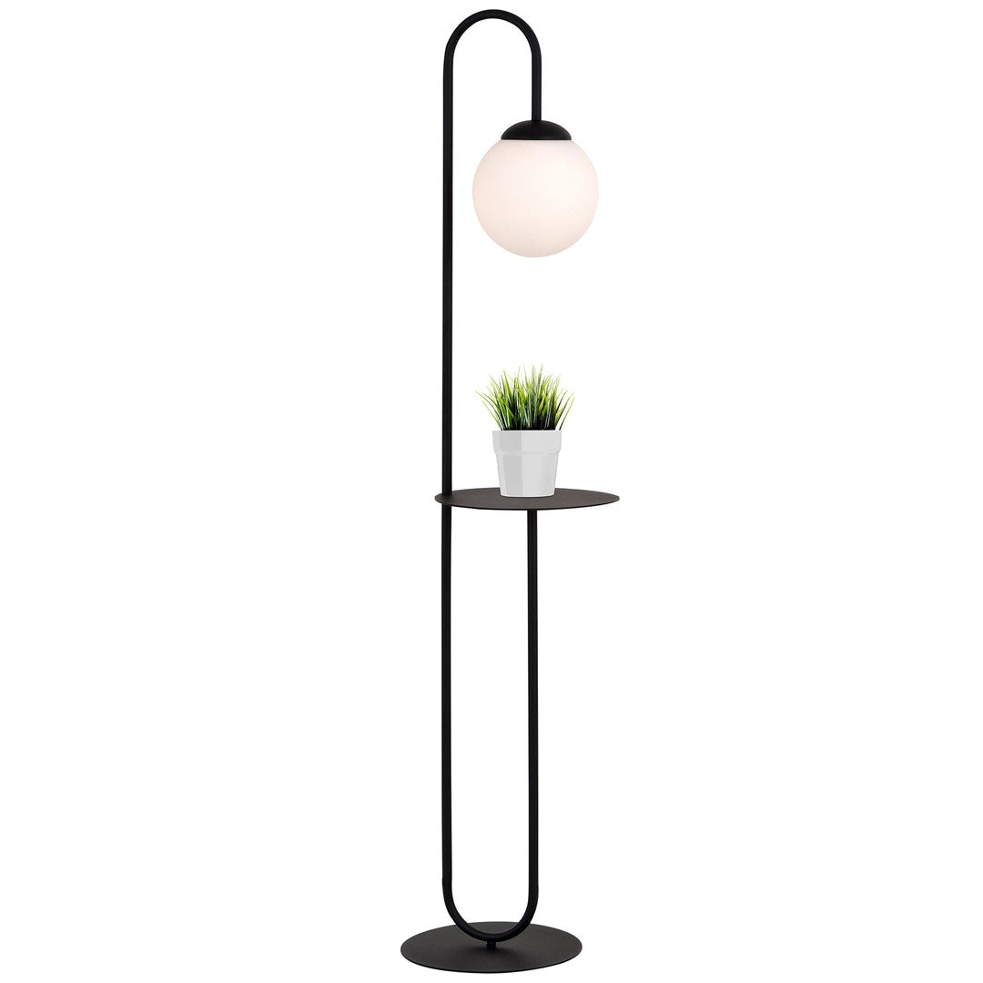 Lampadar negru opal cu masuta suport Bari