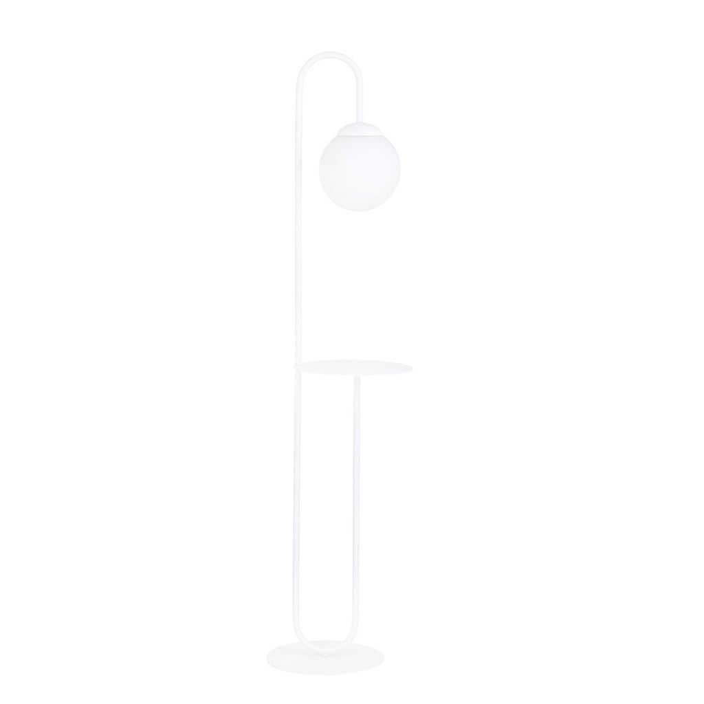 Lampadar alb opal cu masuta suport Bari