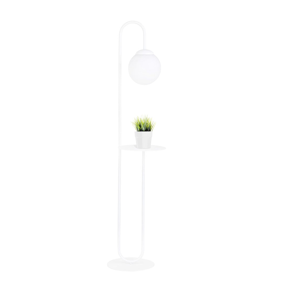 Lampadar alb opal cu masuta suport Bari