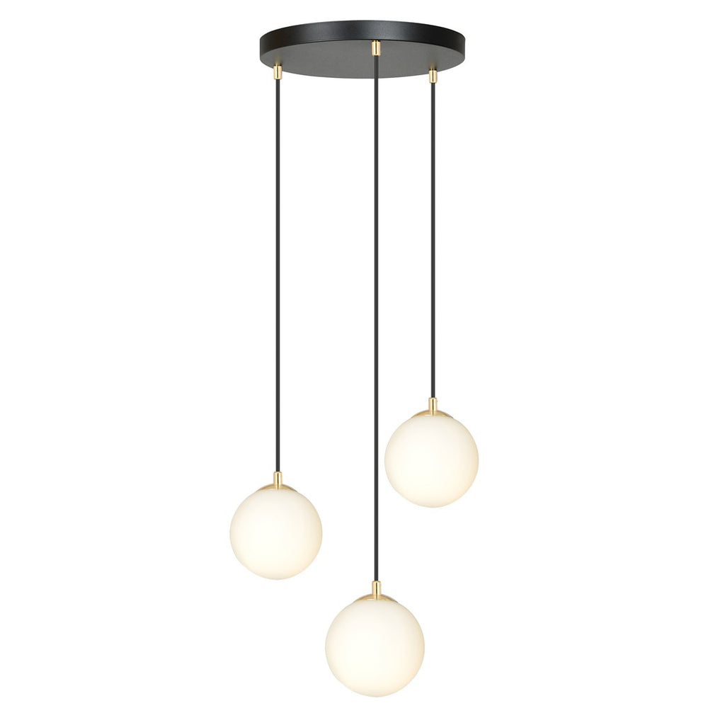Lampa suspendata minimalista neagra 3 lumini opal Royal