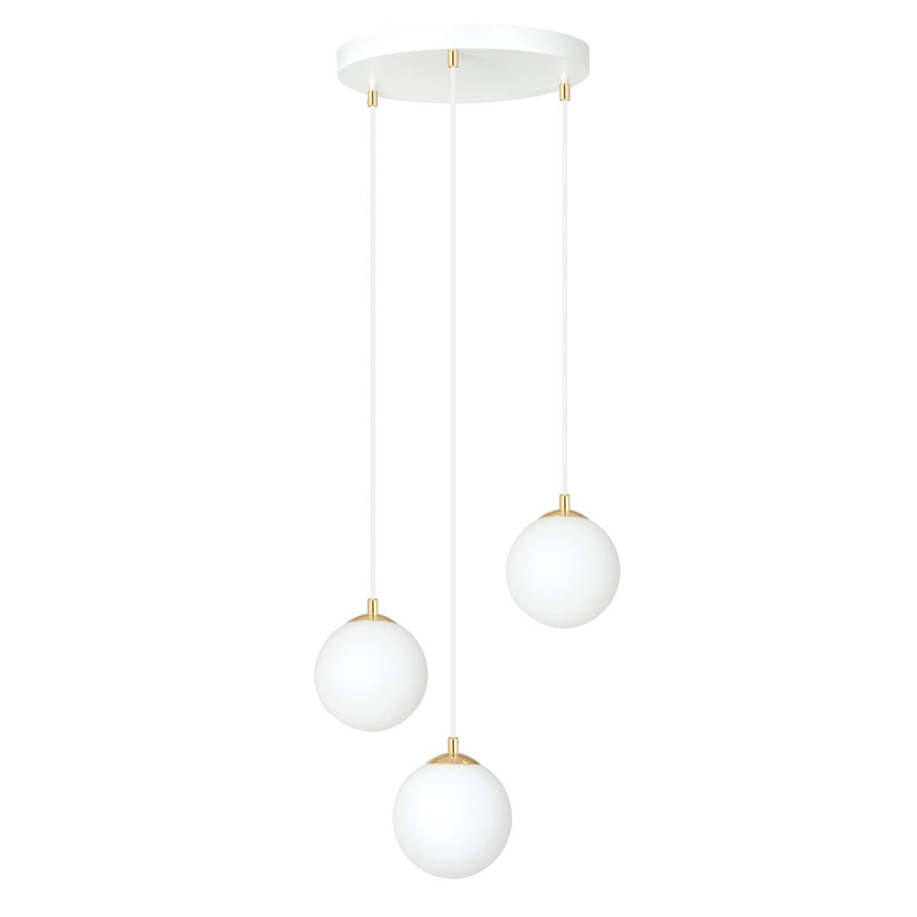 Lampa suspendata minimalista alba 3 lumini opal Royal
