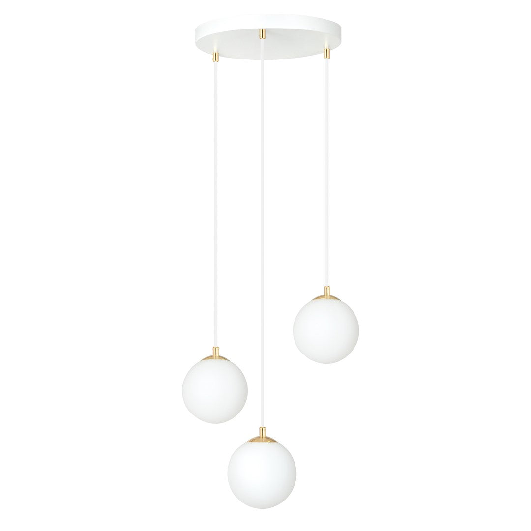 Lampa suspendata minimalista alba 3 lumini opal Royal