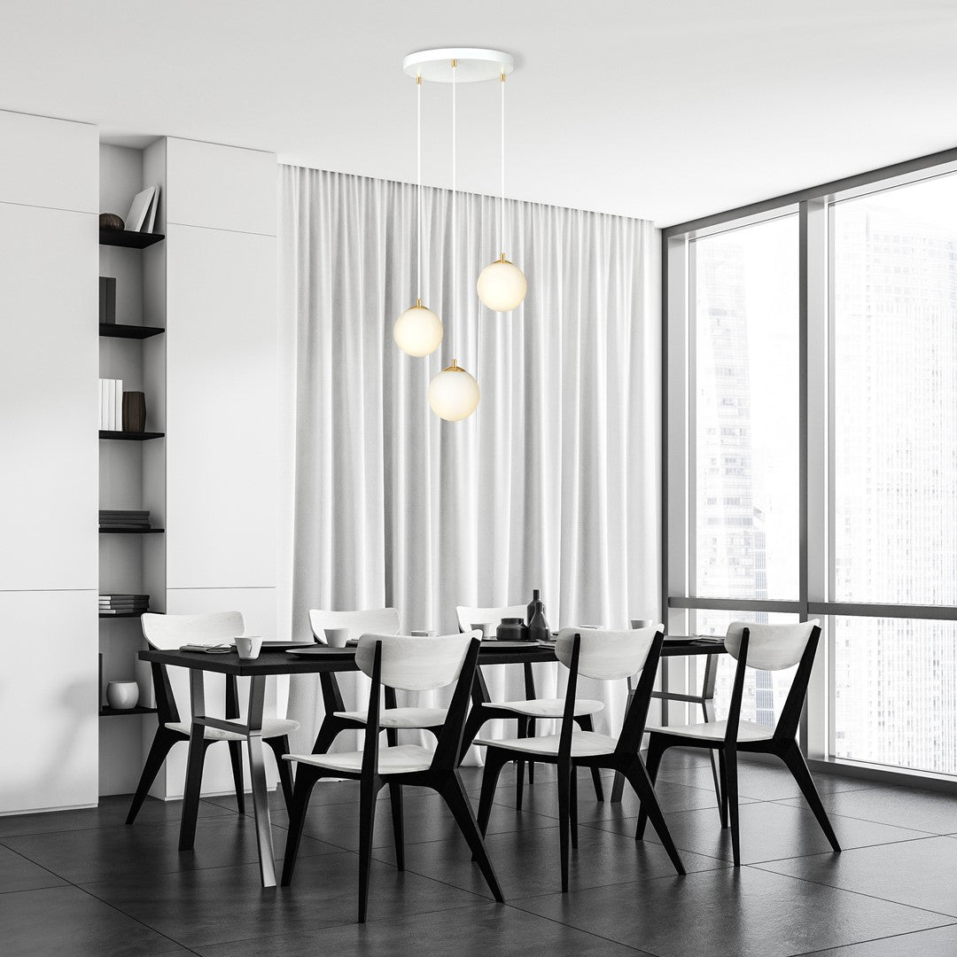Lampa suspendata minimalista alba 3 lumini opal Royal