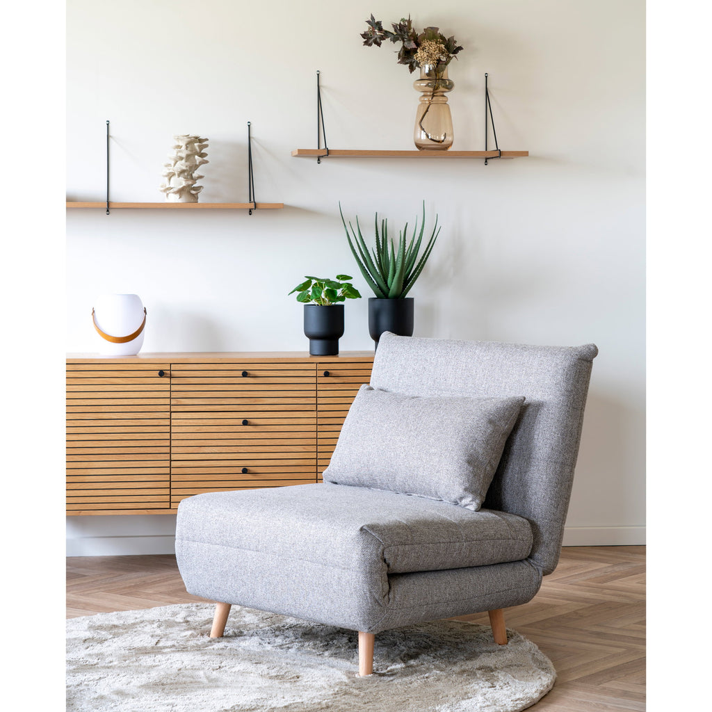 Canapea extensibilă, gri, picior natur, HN1070