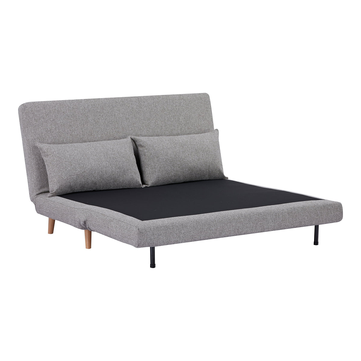 Canapea extensibilă cu 2 locuri, gri, picioare natur, HN1070