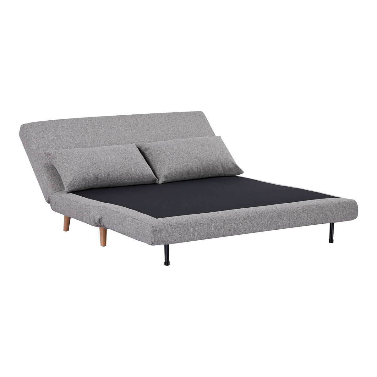 Canapea extensibilă cu 2 locuri, gri, picioare natur, HN1070