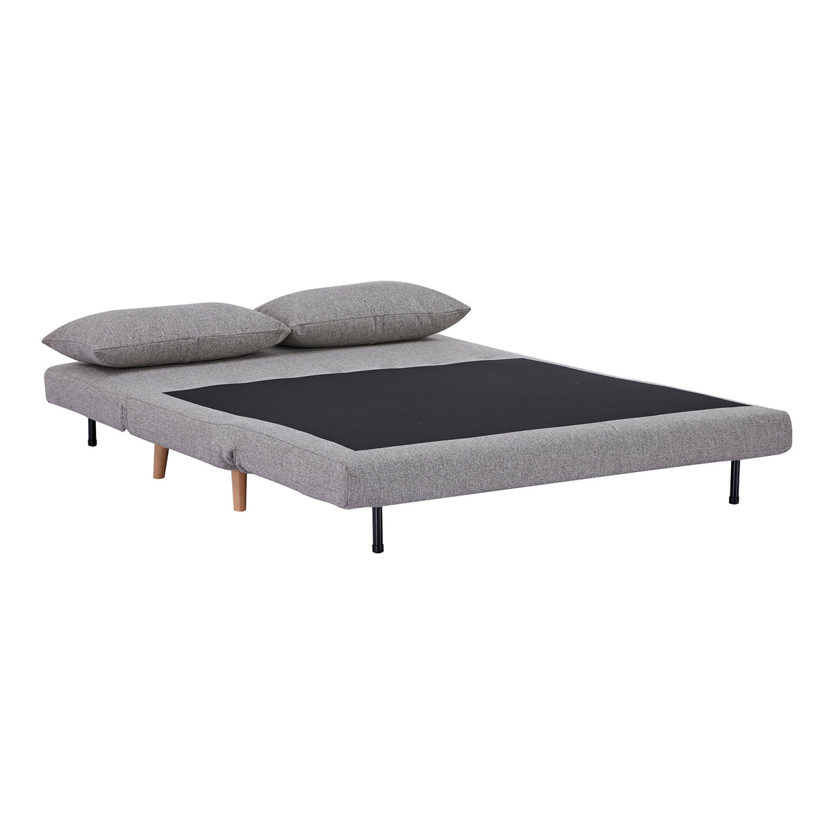 Canapea extensibilă cu 2 locuri, gri, picioare natur, HN1070