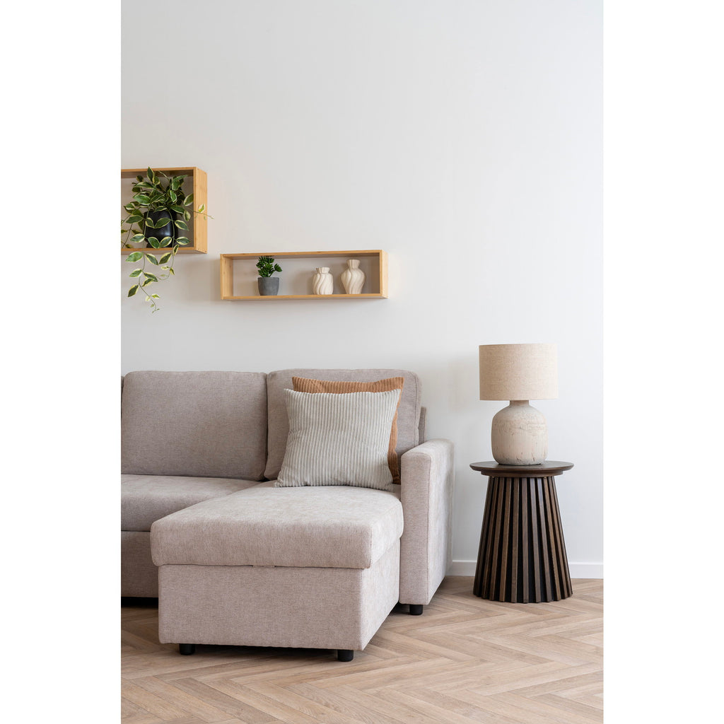 Canapea extensibilă cu șezlong și spațiu de depozitare, nisipiu închis, picioare natur, HN1085