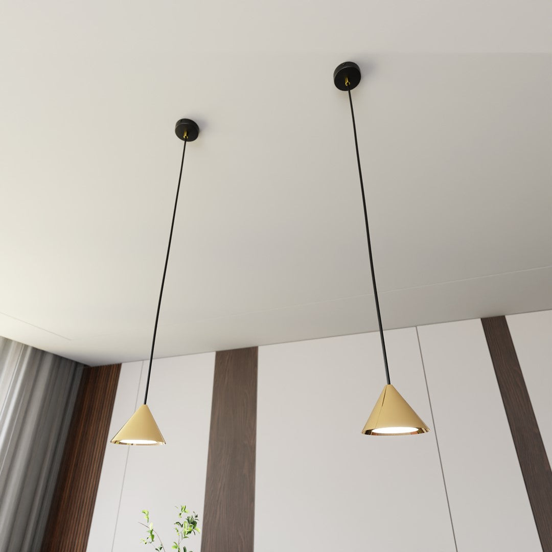 Lampa suspendata metalica conica aurie Elit