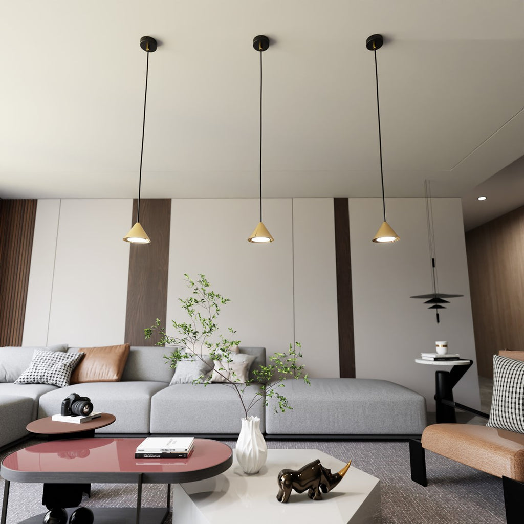 Lampa suspendata metalica conica aurie Elit